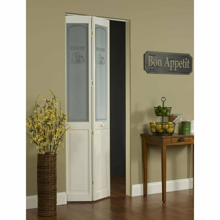 AMERICAN WOOD 30 x 80 in. Half Glass Pantry Bifold Door, Unfinished Pine 864726